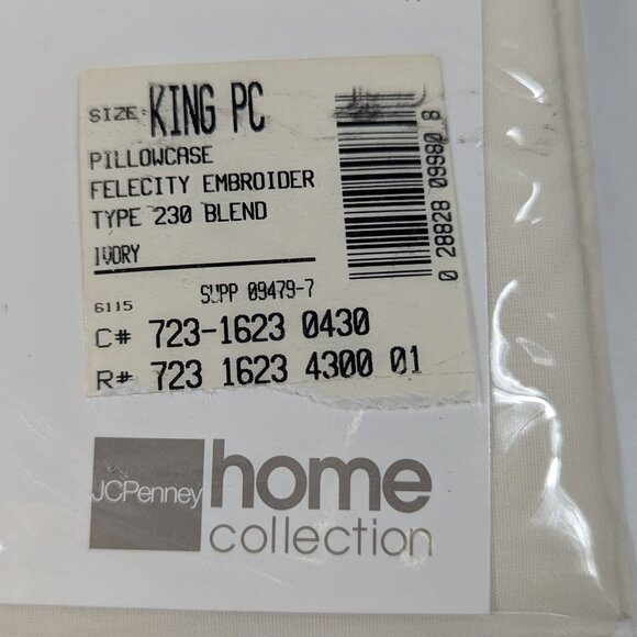 JC Penny Felecity Embroidered Lace Trim King Pillowcases in Ivory - Set of 2 - Picture 4 of 9
